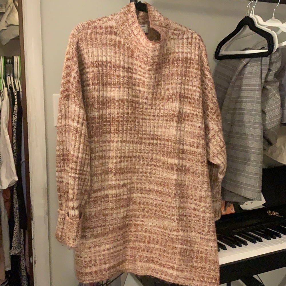 Tunic length mock neck sweater